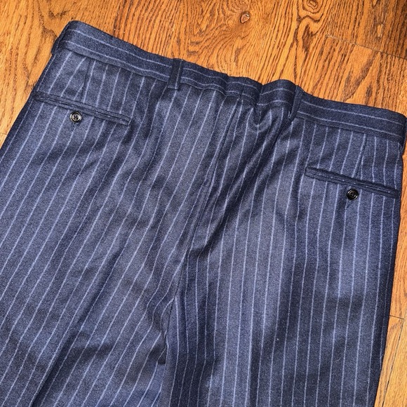 Joseph Abboud Black Label Vitale Wool Double Breasted Suit Men's 46 Blue Striped - Picture 14 of 16